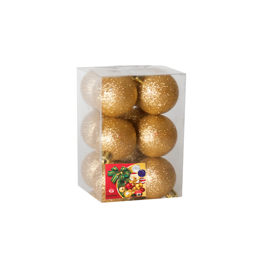 BOLAS DE NATAL DOURADA BRILHANTES CONJUNTO DE 8