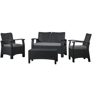 RATTAN CONJUNTO JARDIM SOFA+2 CAD.+1 MESA CINZA