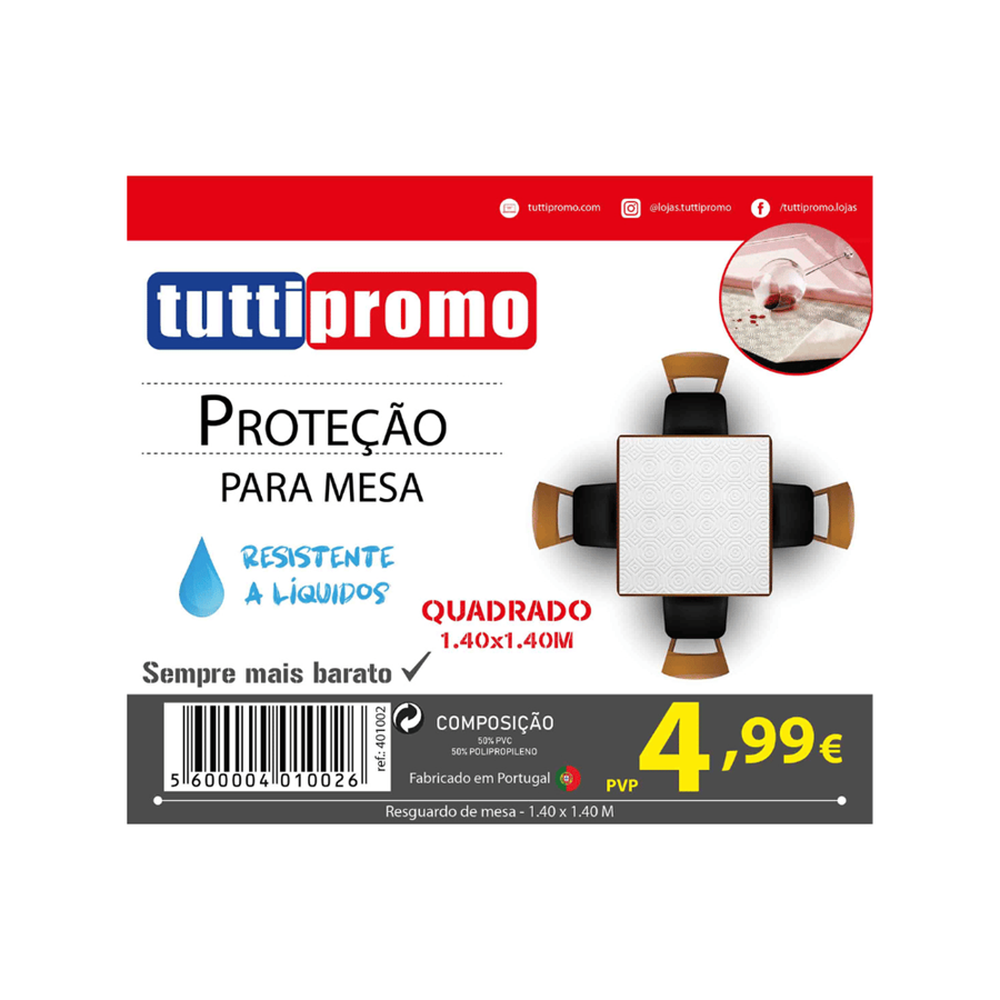 PROTEÇÃO MESA 140*140CM PVC