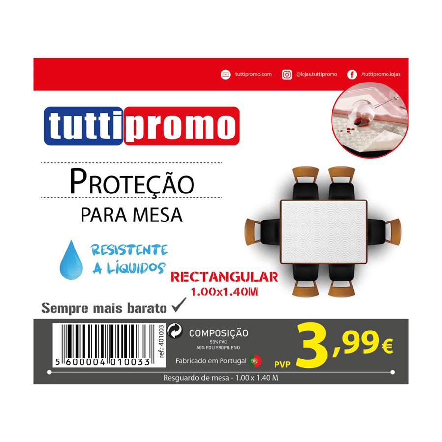PROTEÇÃO MESA 100*140CM PVC C/FORRA