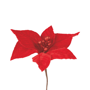 FLOR ESTRELA NATAL VELUDO VERMELHO 14CM