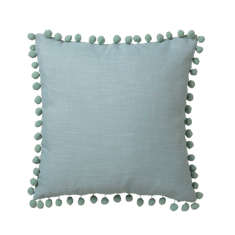 ALMOFADA POMPOM VERDE ÁGUA 45X45CM