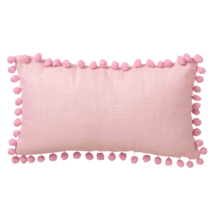 ALMOFADA POMPOM ROSA 50X30CM