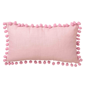 ALMOFADA POMPOM ROSA 50X30CM
