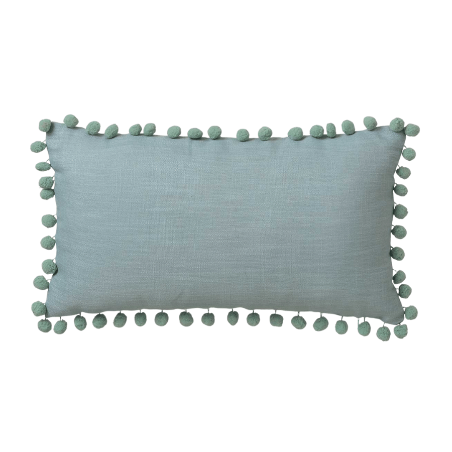 ALMOFADA POMPOM VERDE ÁGUA 50X30CM