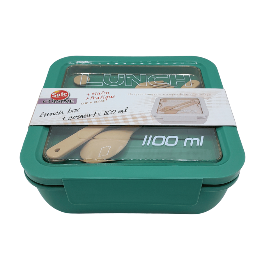 LANCHEIRA C/TALHERES VERDE 1100ML