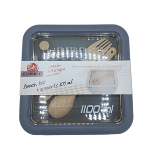 LANCHEIRA C/TALHERES CINZA 1100ML