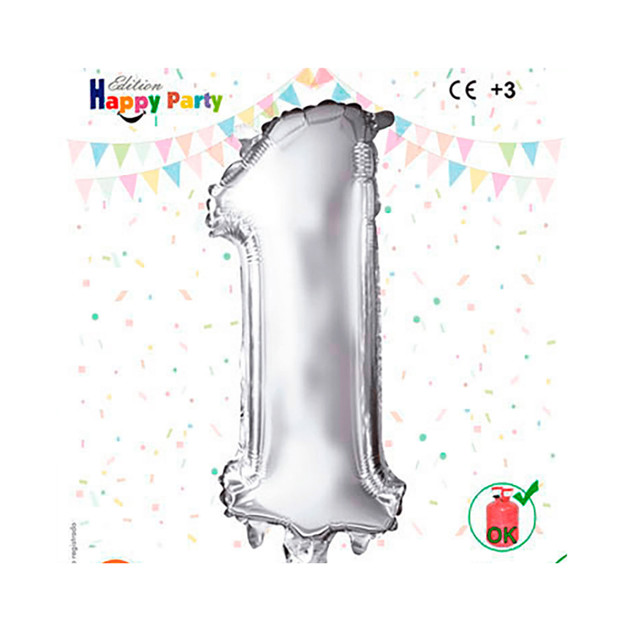 BALÃO NÚMERO 1 PRATA 1M
