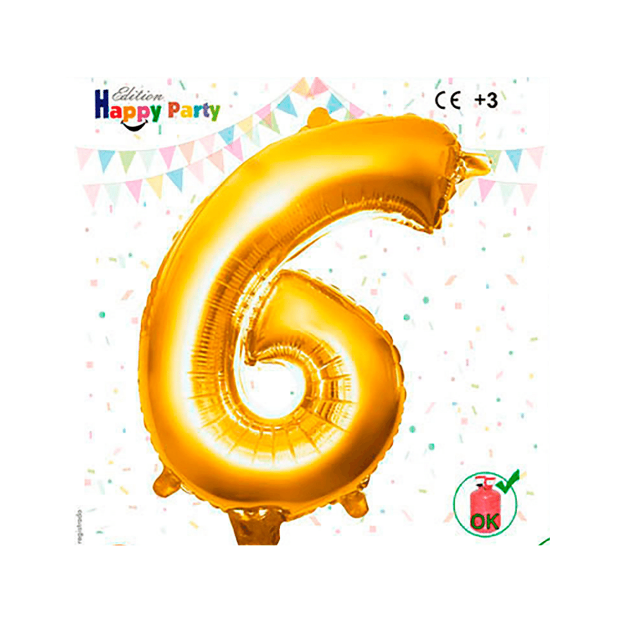 BALÃO NÚMERO 6 DOURADO 1M