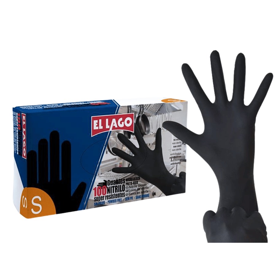 EL LAGO LUVA NITRILO PRETO C/100 TAM. S