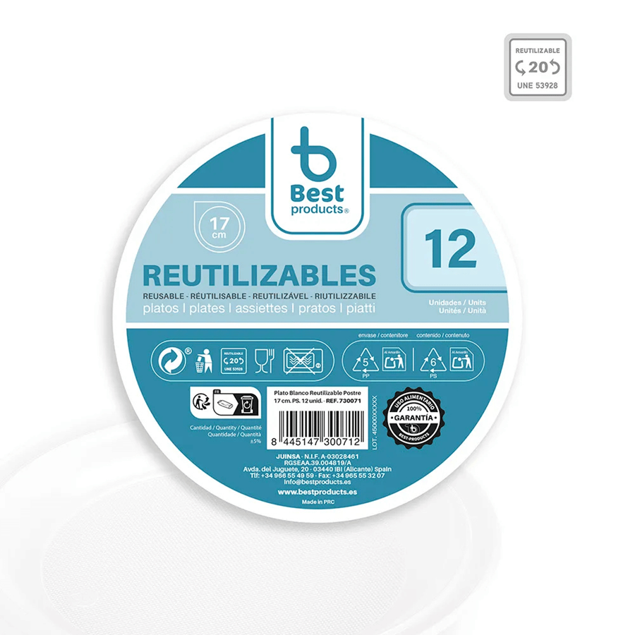 BEST PRATO RASO BRANCO C/12 17CM