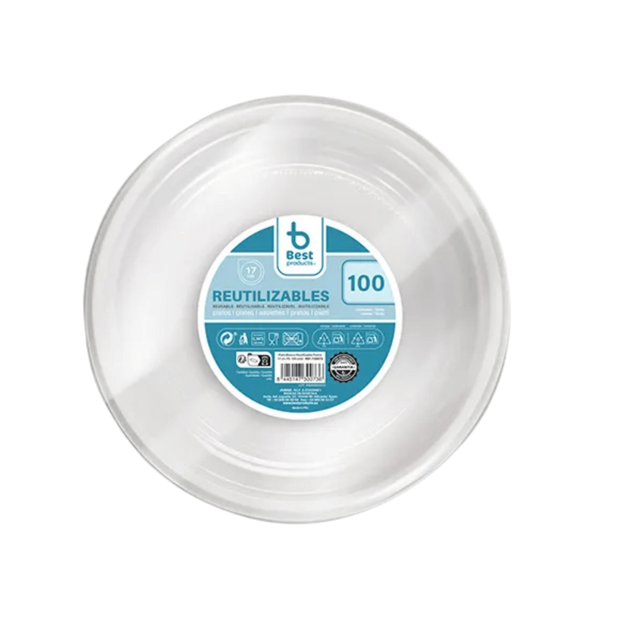 BEST PRATO RASO REUTILIZÁVEL C/100 17CM