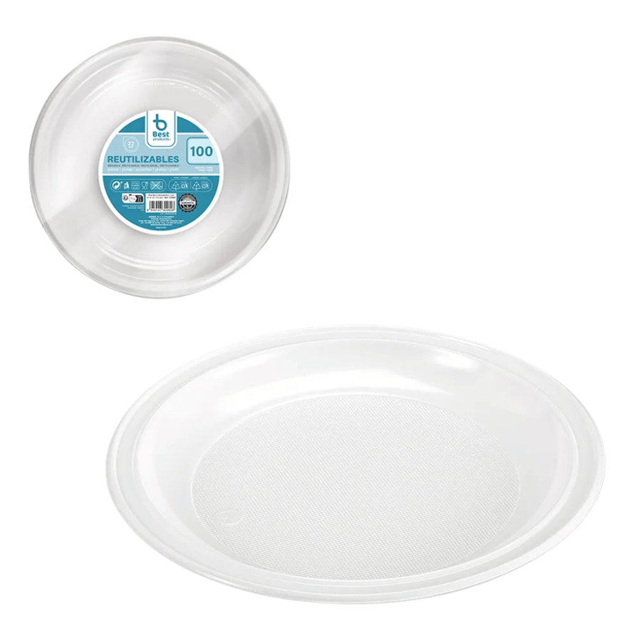 BEST PRATO RASO C/100 22CM BRANCO