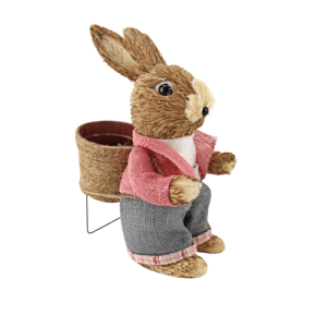 COELHO PÁSCOA PALHA C/VASO 28CM COELHO PÁSCOA PALHA C/VASO 28CM
