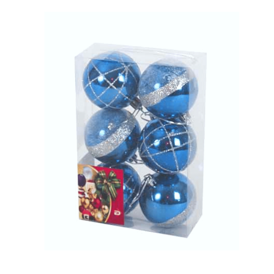 BOLA DE NATAL AZUL CONJUNTO DE 6