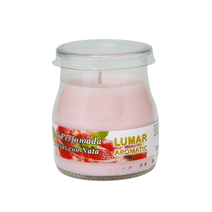 VELA PERFUMADA LUMAR MORANGO COM NATA