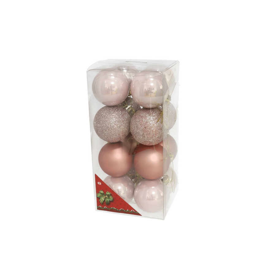 BOLAS DE NATAL ROSA ESCURO, CLARO E BRILHANTES CONJUNTO 16