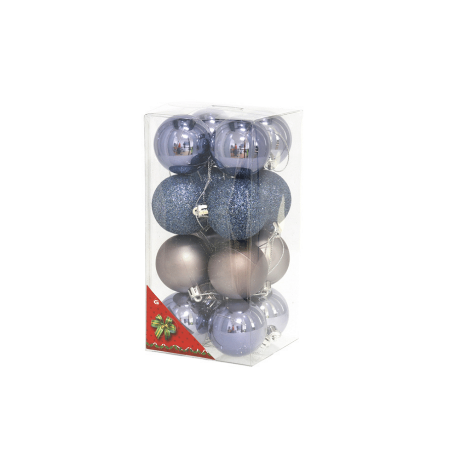 BOLAS DE NATAL AZUL ESCURO, CLARO E BRILHANTES CONJUNTO 16