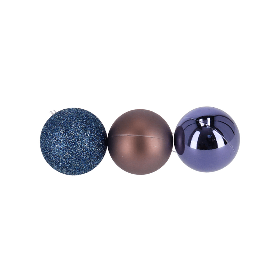 BOLAS DE NATAL AZUL ESCURO, CLARO E BRILHANTES CONJUNTO 12