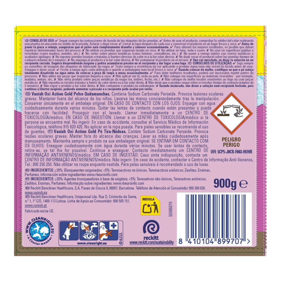 VANISH OXI ACTION GOLD PINK 900GRS